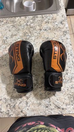 16oz Sting Boxing Gloves Black and Gold