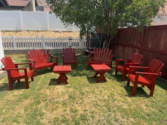 Furniture outside (wood 6 chairs +2 tables )