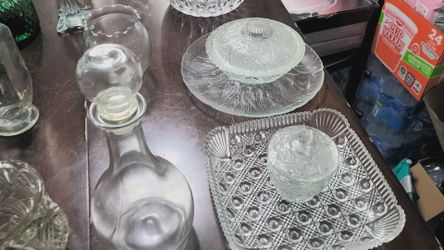 Glass Cups and platters. China cups.
