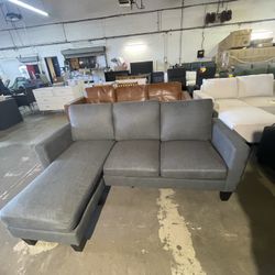Convertible Sectional Sofa Couch, 3 Seat L-Shaped Sofa with Linen Fabric Ottoman Small Couch for Small Apartments, Living Room and Office (Linen Fabri