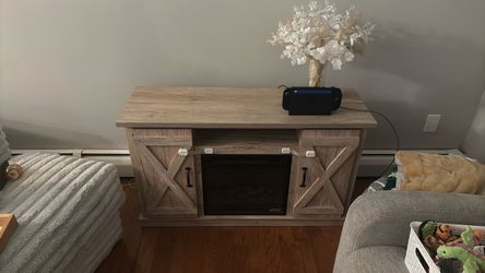 Farmhouse TV Stand with Electric Fireplace