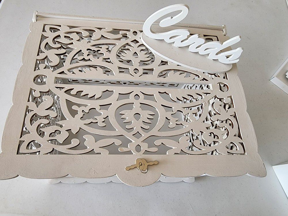 Wedding Ornate Card Box Chalk White 