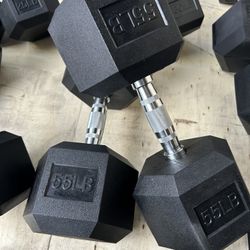 New pair of 55lb rubber dumbbell in box $110 