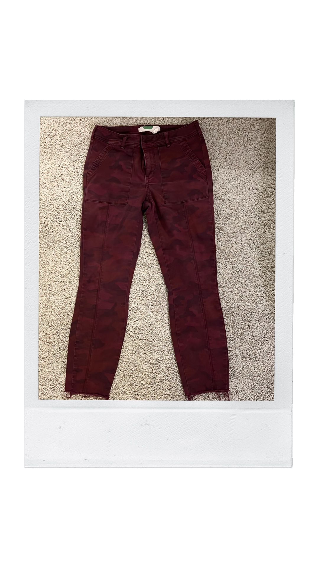 Anthropologie Maroon Camo Cropped Pants 27