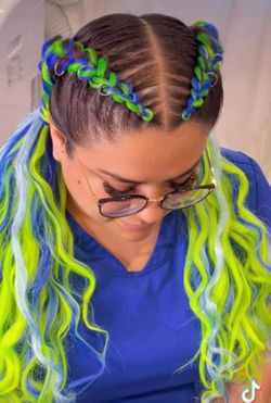Softball hair festival hair cool colored hair