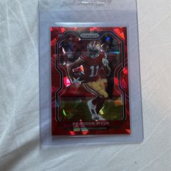 Brandon Aiyuk Red Cracked Ice Prizm Football