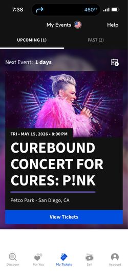 2 Pink concert tickets