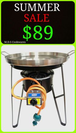 Comal stainless steel set with Heavy duty stand, big burner w/ regulator and hose