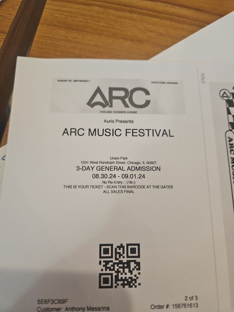 ARC FESTIVAL TICKETS 3 DAY GENERAL ADMISSION VIP AND SINGLE DAY TICKETS