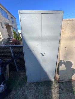 Gray Metal Two Door Storage Cabinet