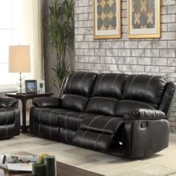 Zuriel Black PU Sofa (Motion)

