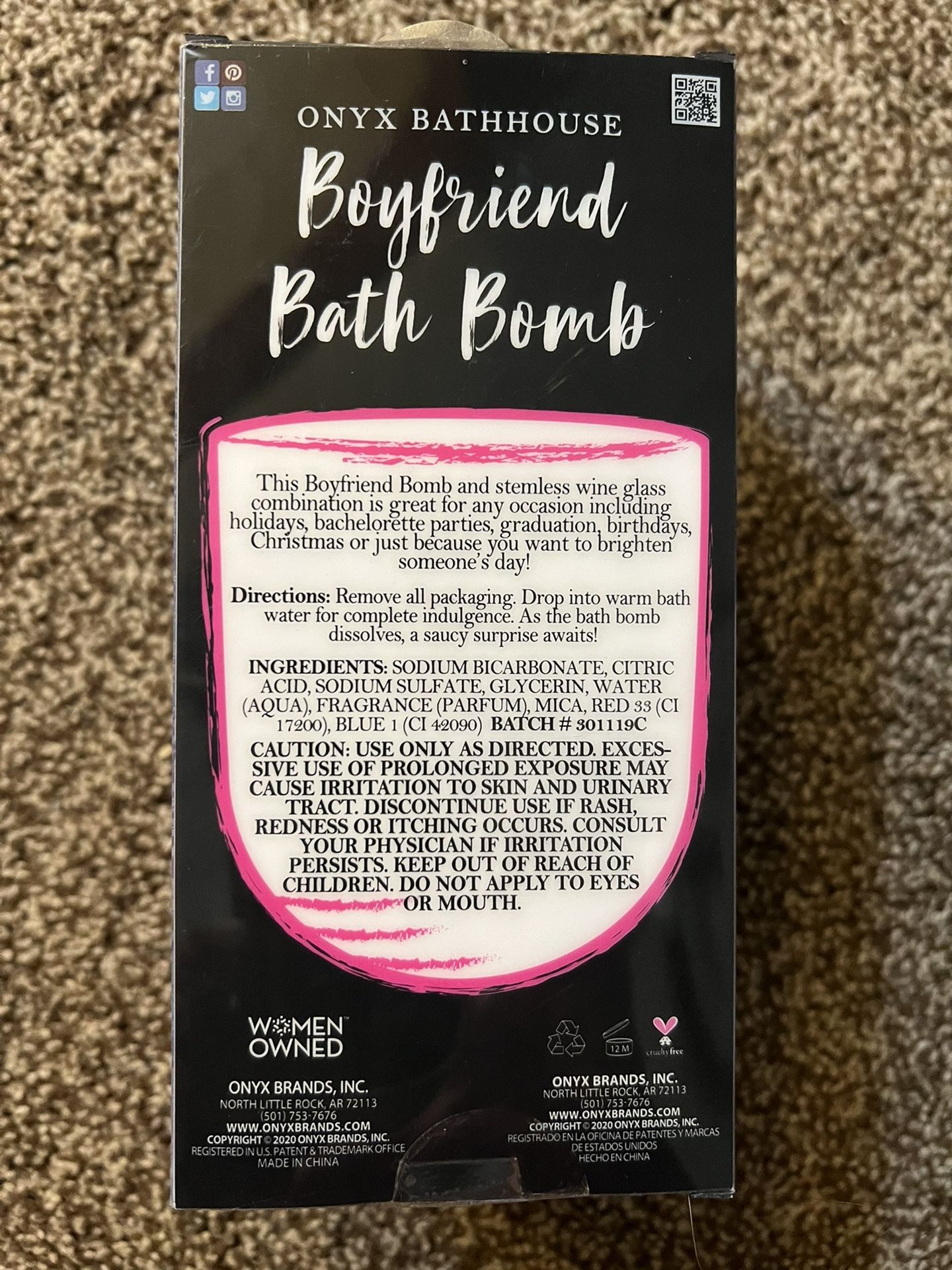 Boyfriend Bath Bomb With Glass- Brand New