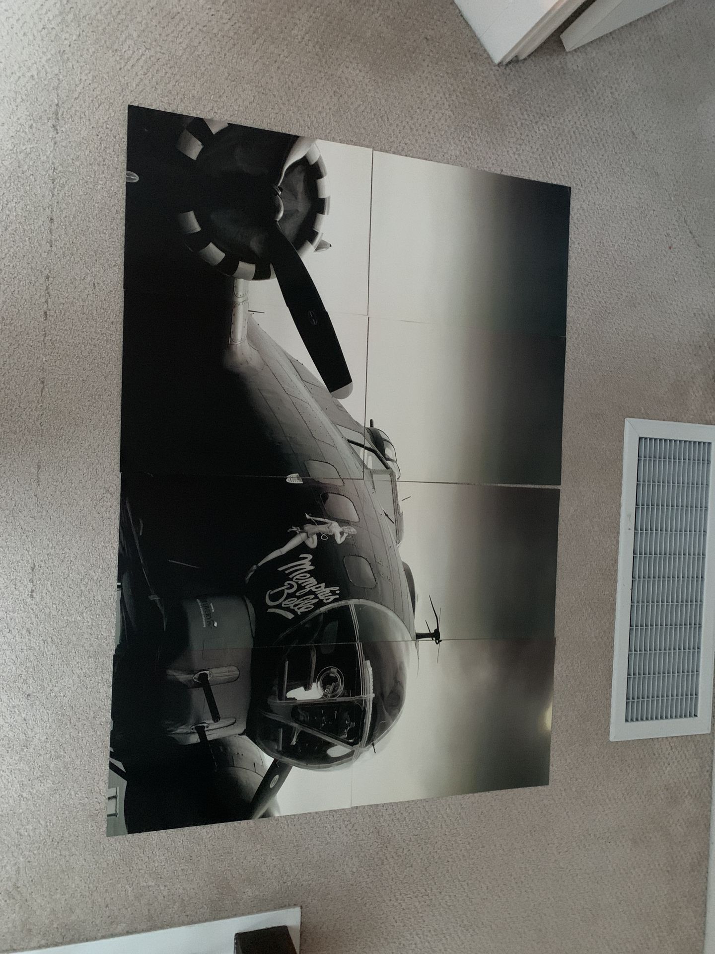 Large black and white plane poster