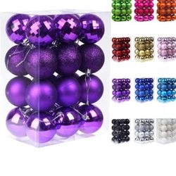 Emopeak 24Pcs Christmas Balls Ornaments for Xmas Christmas Tree - 4 Style Shatterproof Christmas Tree Decorations Hanging Ball for Holiday Wedding Par