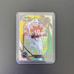 2024 Panini Select - Club Level Drake Maye #218 Green & Yellow Shock Prizm RC