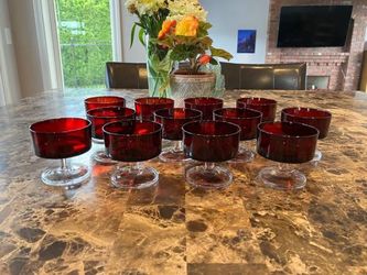 Luminarc France Footed Ruby Red Dessert Cups Set of 12