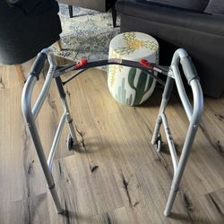 Drive Deluxe Two Button Folding Walker with Wheels