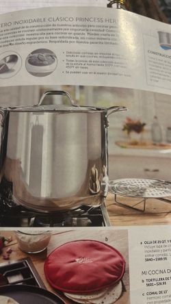 Olla de 25 qt con parrilla para tamales nueva de Princess house