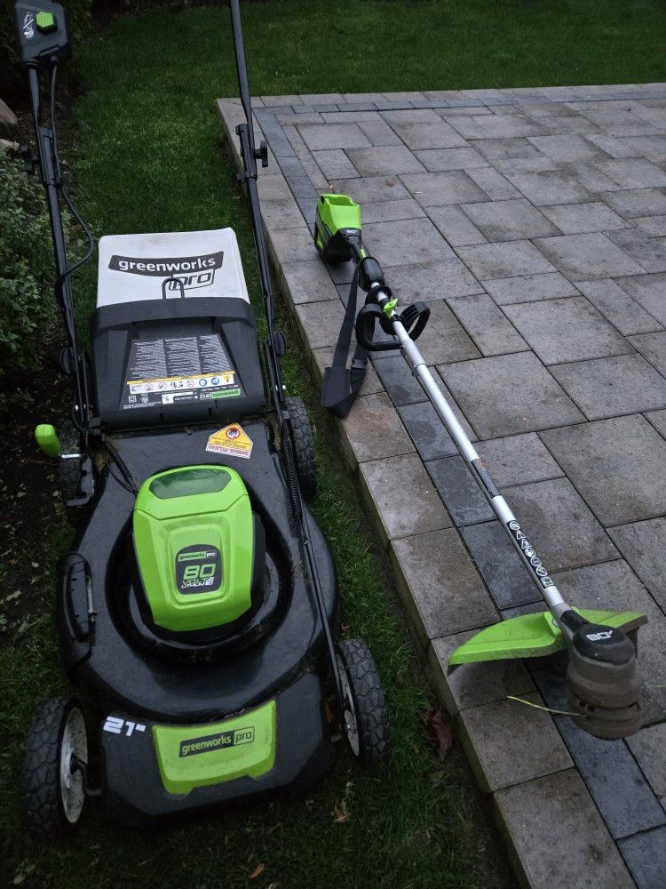 Greenworks 80V Mower, Trimmer + Battery