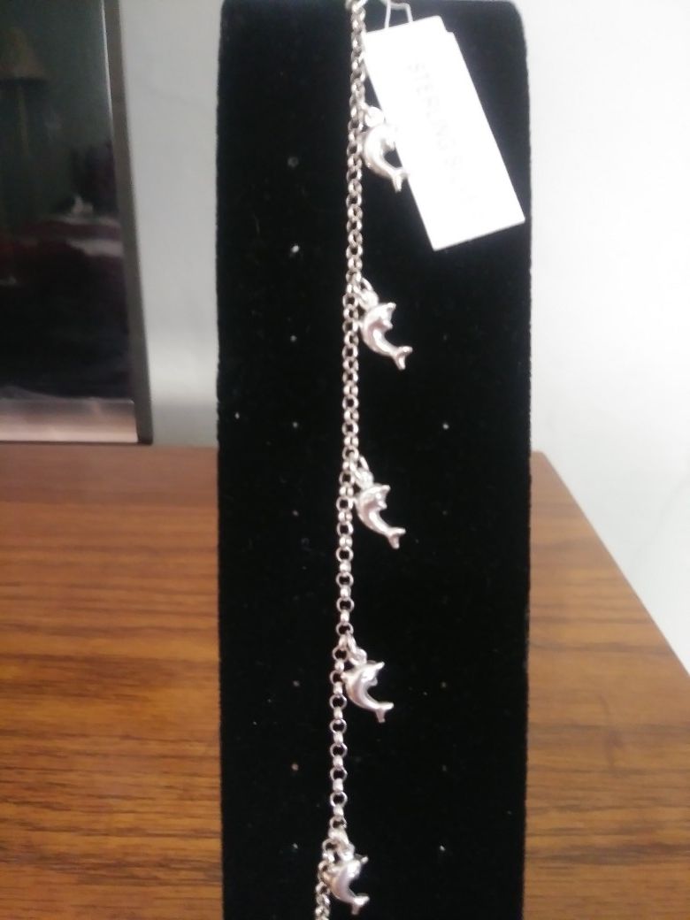 Sterling silver dolphin bracelet