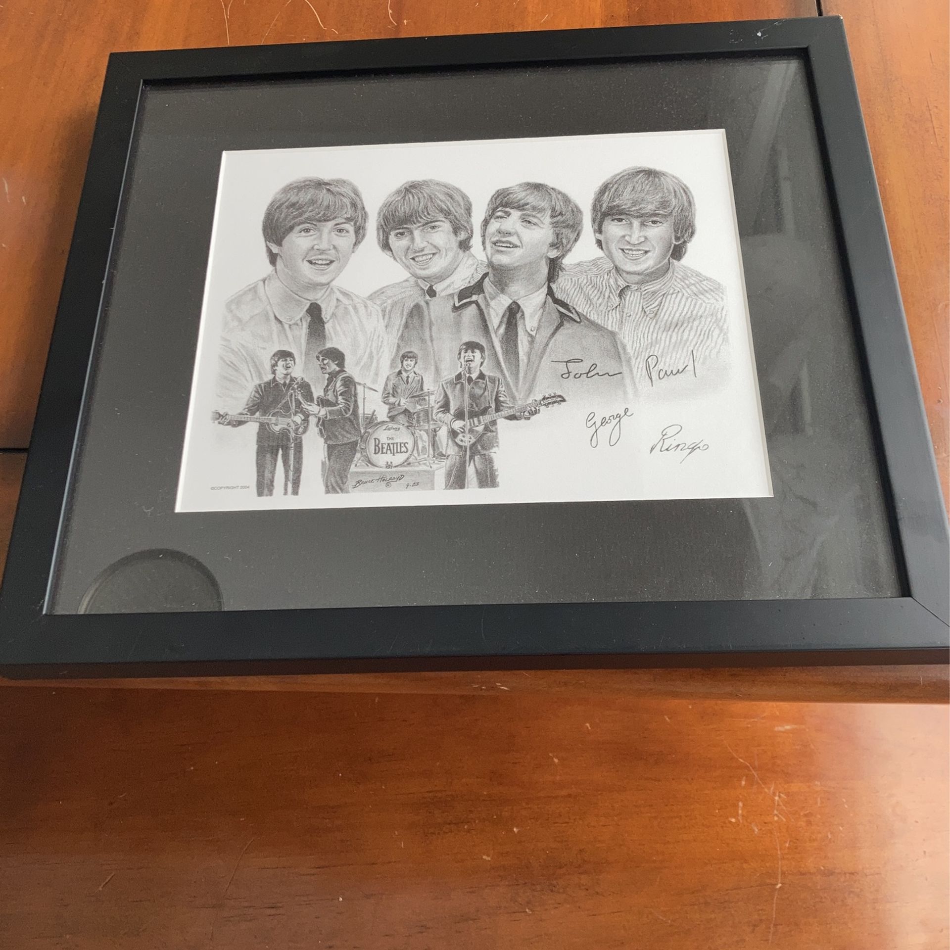 Portrait Of Beatles In Charcoal