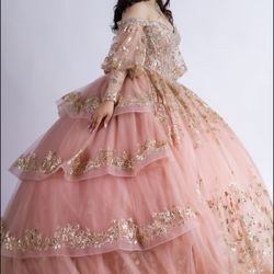 Vintage Style Quinceñera Dress(Rose Gold)