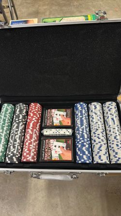 Poker chips and carrying case with cards