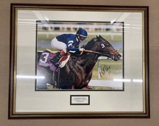 FAVORITE TRICK Hand Signed by Hall of Fame rider KY legend PAT DAY - FRAMED 16 x 20 - COA Thoroughbred Memories