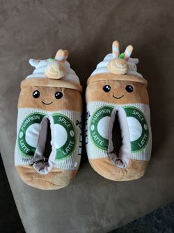 Pumpkin Spice Latte Plush Slippers