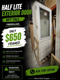 8ft tall half glass back door
