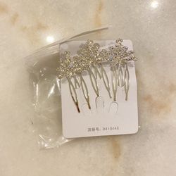 BNWT Silver Swan Crystal Hair Clips Set of 3 Wedding Party Formal
