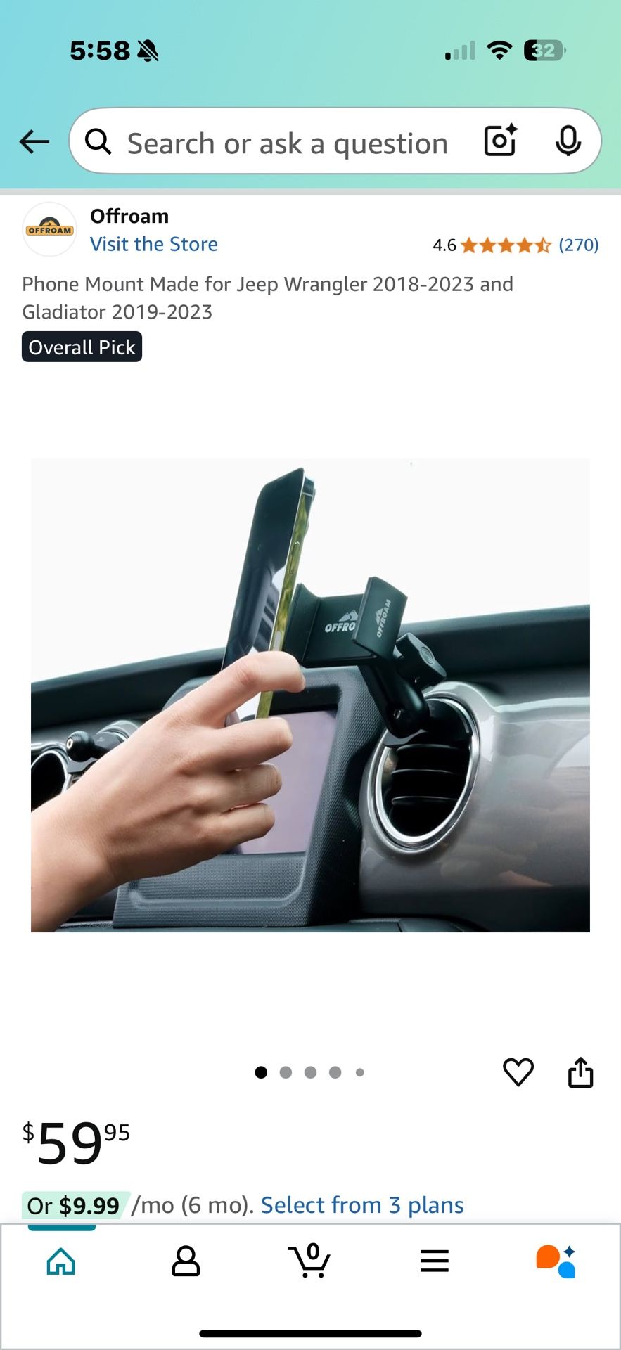Phone Mount Made for Jeep Wrangler