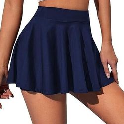 COOrun Mini Skirt Skort Women's Medium Navy Blue Golf & Tennis Pleated Pockets