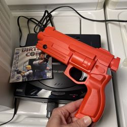Sega Saturn System Stunner Light Orange Controller MK-80113 + Virtua Cop Video Game Disc for Console