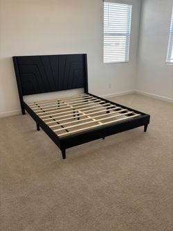 Dark Gray Queen Size Bed Frame 