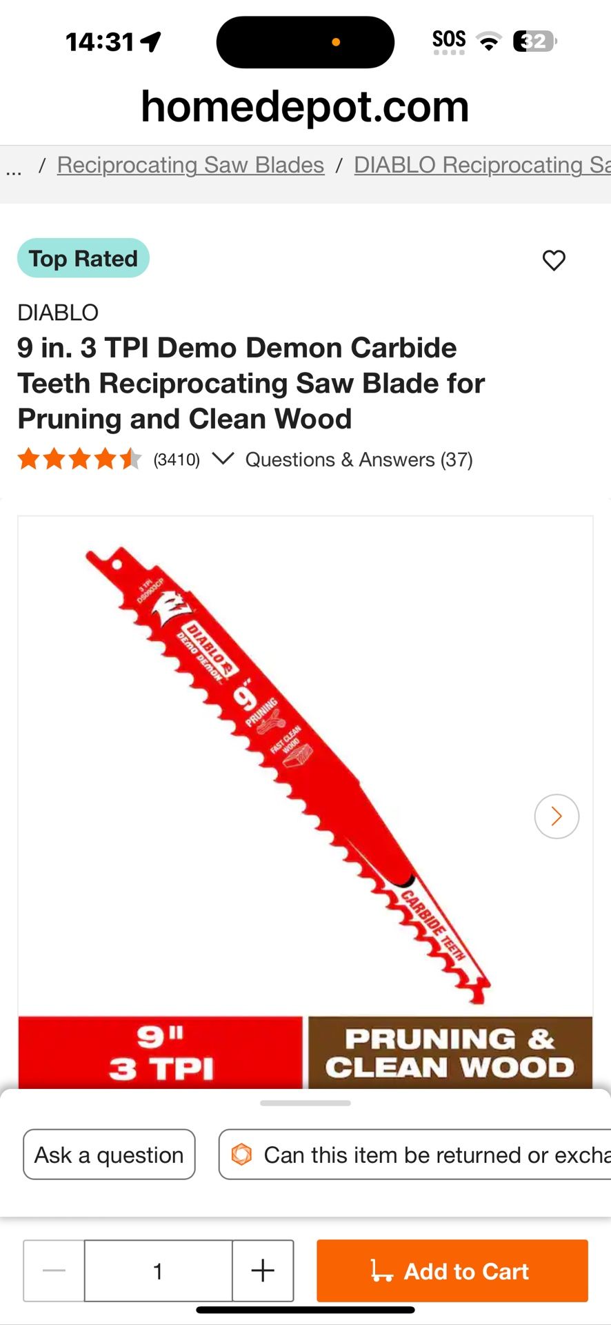 (3) Pack 9” Pruning Reciprocating Blades