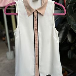 Anthropology Coincidence & Chance Two Tone Sleeveless Button Down Size XS