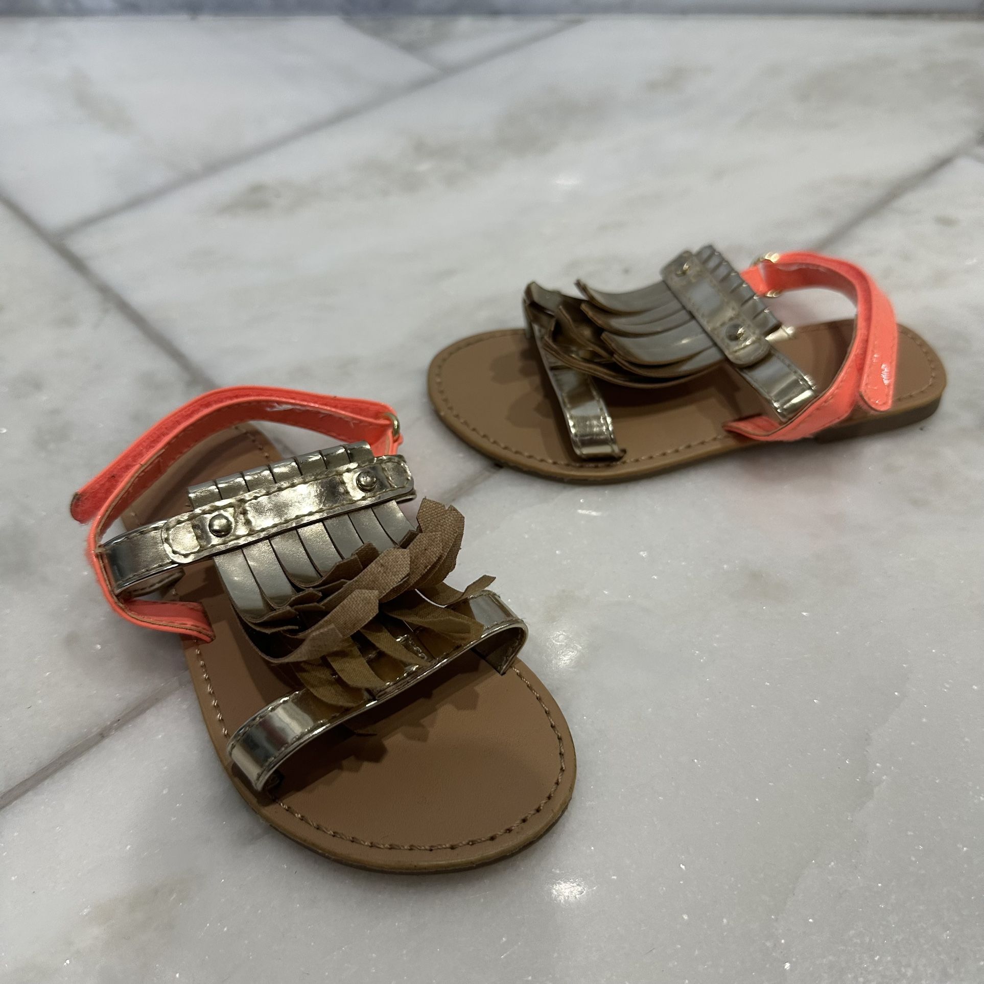 Size 7 Toddler Girl Gold Fringe Sandals