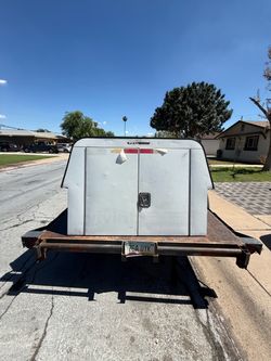 White Truck Camper Shell with Rear Doors