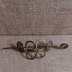 Vintage Brass Celtic Knot Hair Barrette, Hair Accessories, Brass Celtic Shawl Pin