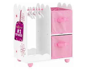 Emily Rose 18 Inch Doll Closet Wardrobe with Hangers & Storage Bins