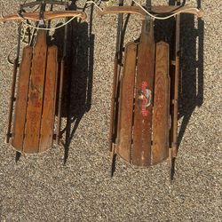 2 Antique Radio Flyer Sleds - Over 50 Years Old