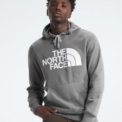 (NEW) Men's Half Dome Pullover Hoodie Color: TNF Medium Grey Heather/TNF White