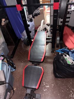 Gym Chair and Weight Set Up
