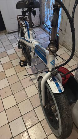 Folding Electric Bike White and Blue