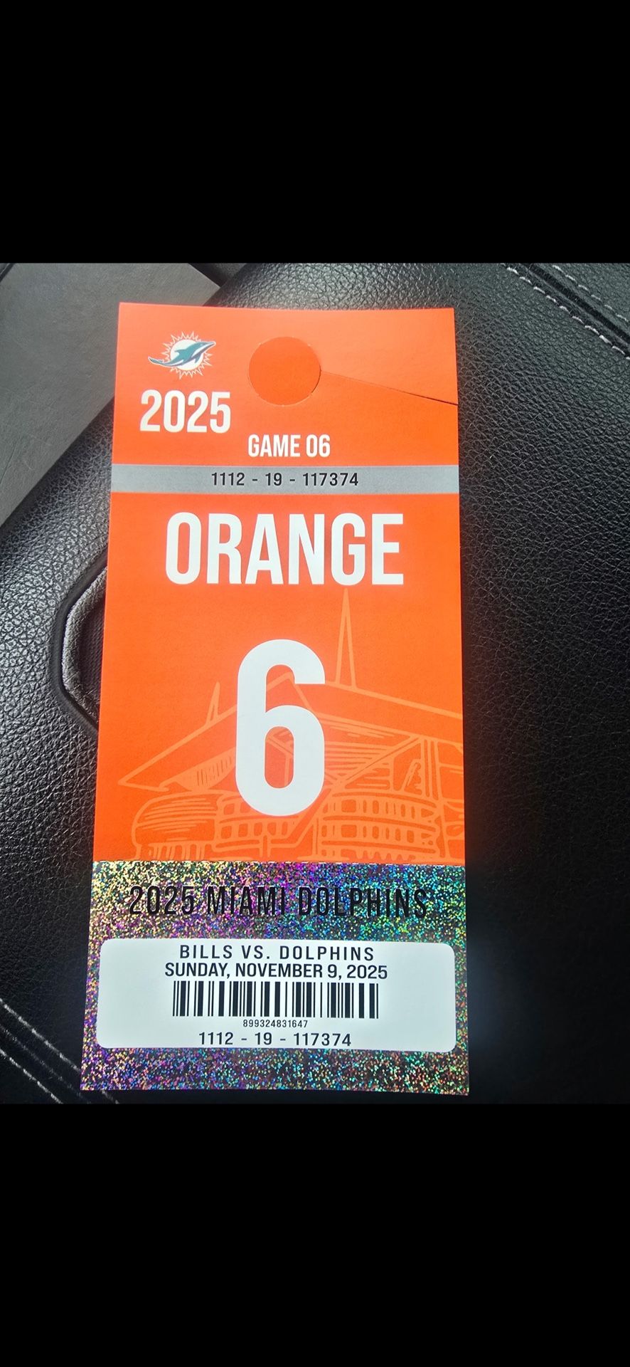 Miami Dolphins Orange Parking Pass