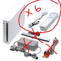 NINTENDO WII WITH 6 CONTROLLERS