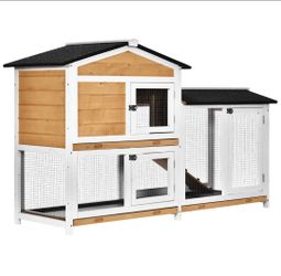 62" Rabbit Hutch, Wooden Bunny House~NEW~Guinea Pig Cage, Small Animal Enclosure w Run Area~Large