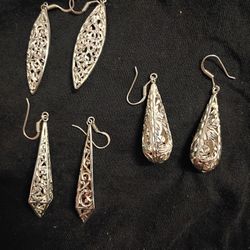 925 Sterling Silver Earrings (Vintage)