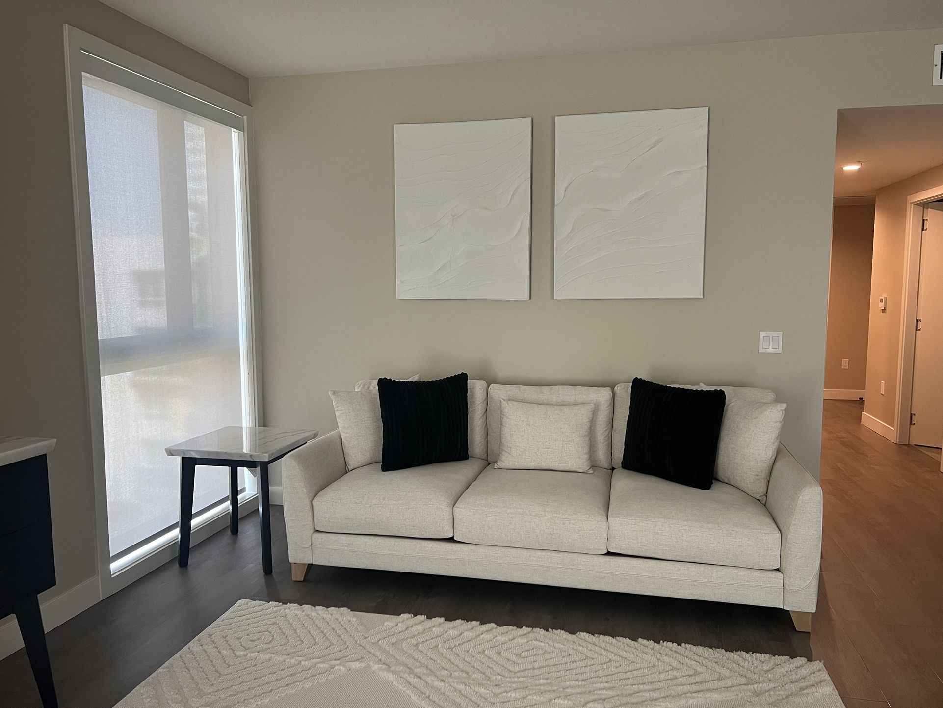 Living Spaces Japandi 93" Fabric Sofa Custome